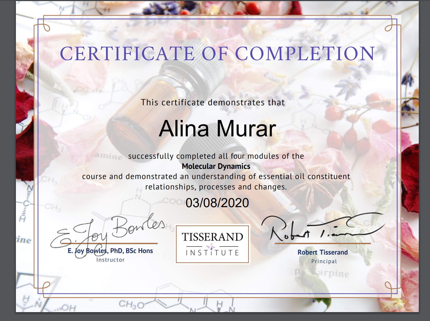 Advanced Chemistry - Molecular Dynamics certificate
